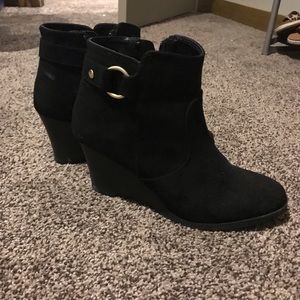 Black Wedged Booties